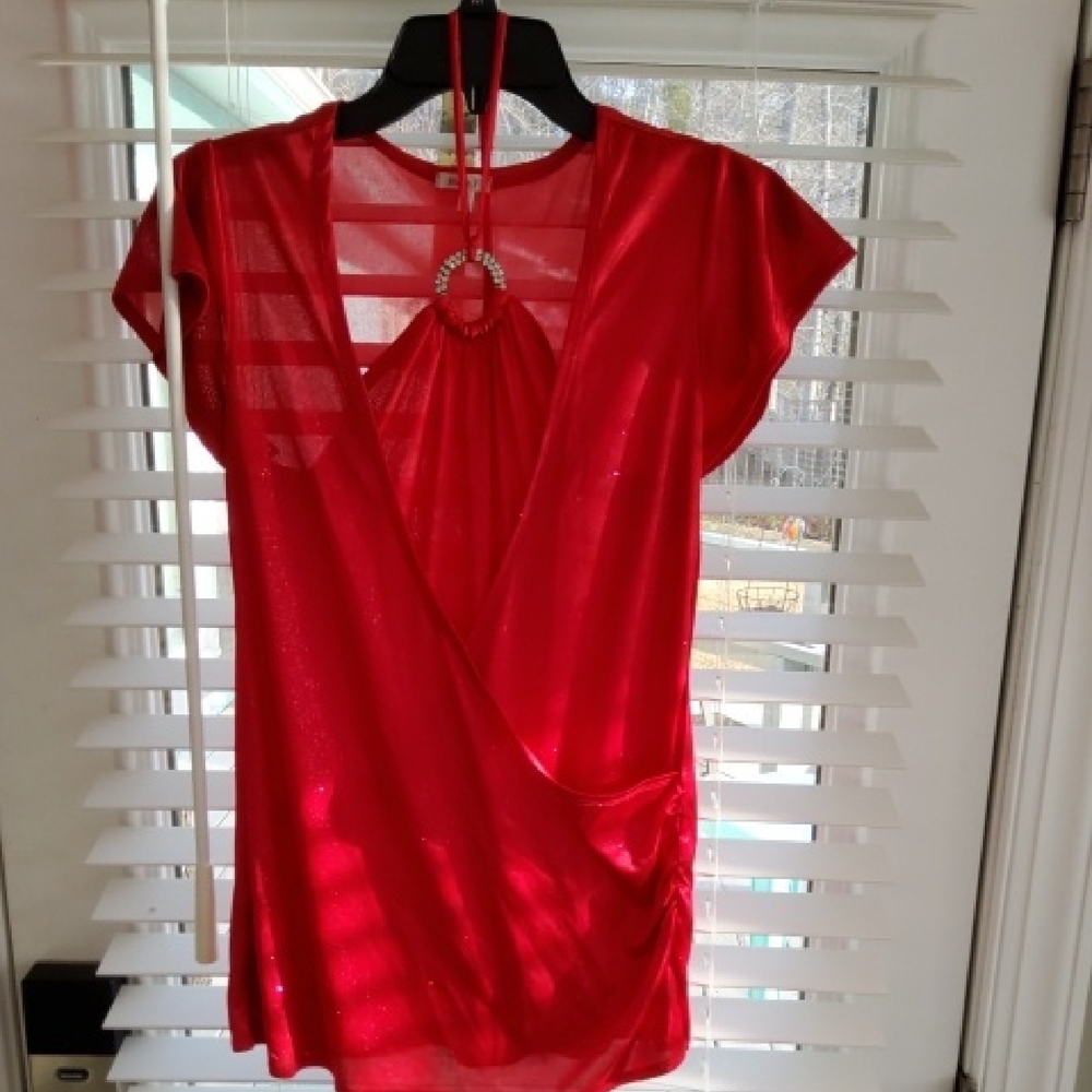Studio Y Sparkling Red Halter Blouse